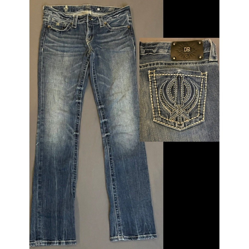 D9 JETT Straight Leg Jeans Womens Size 27 Blue Denim Low Rise Y2K‎ Med Wash